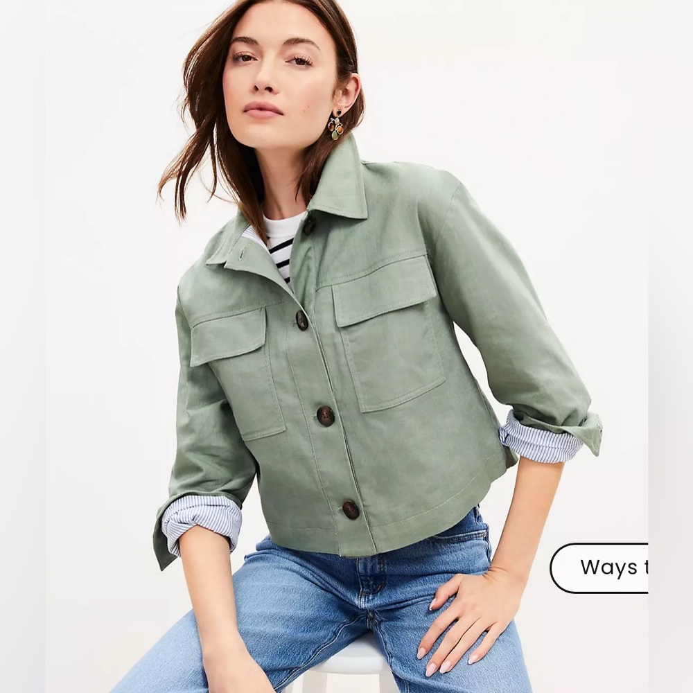 LOFT NWT linen cropped utility Jacket